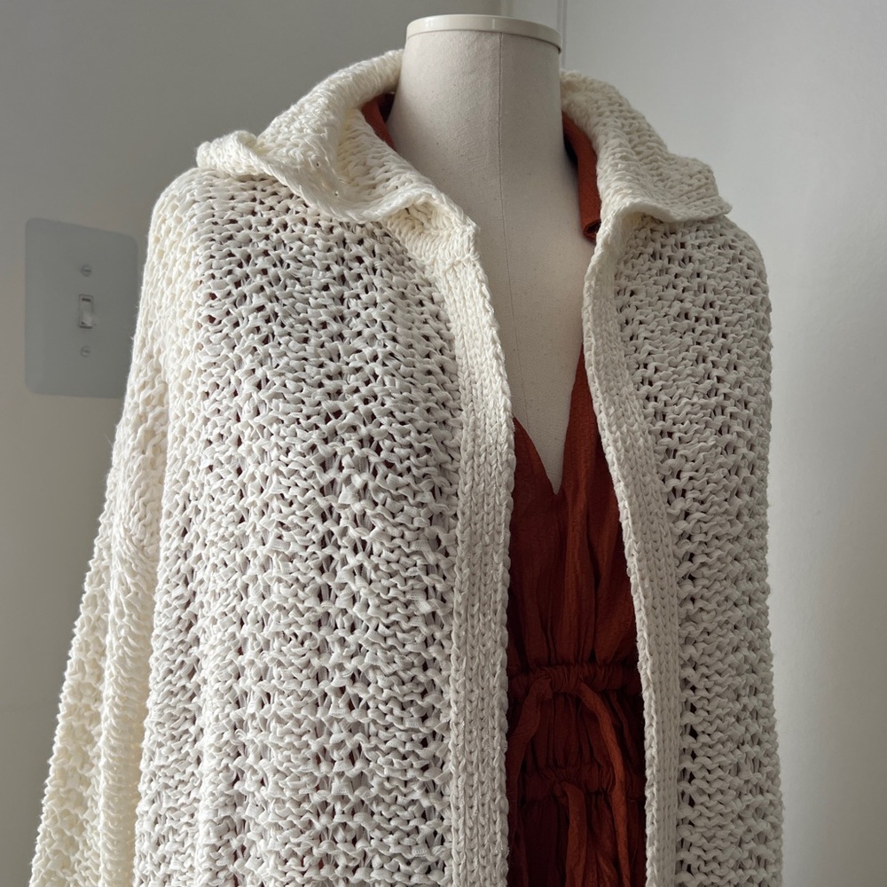 LOFT Lou & Gray Hooded White Crochet Cardigan